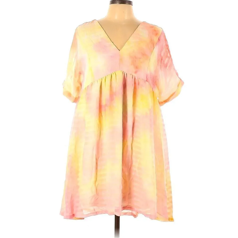 Entro Light Pink Lemon Yellow Mini Dress Medium - Picture 10 of 10